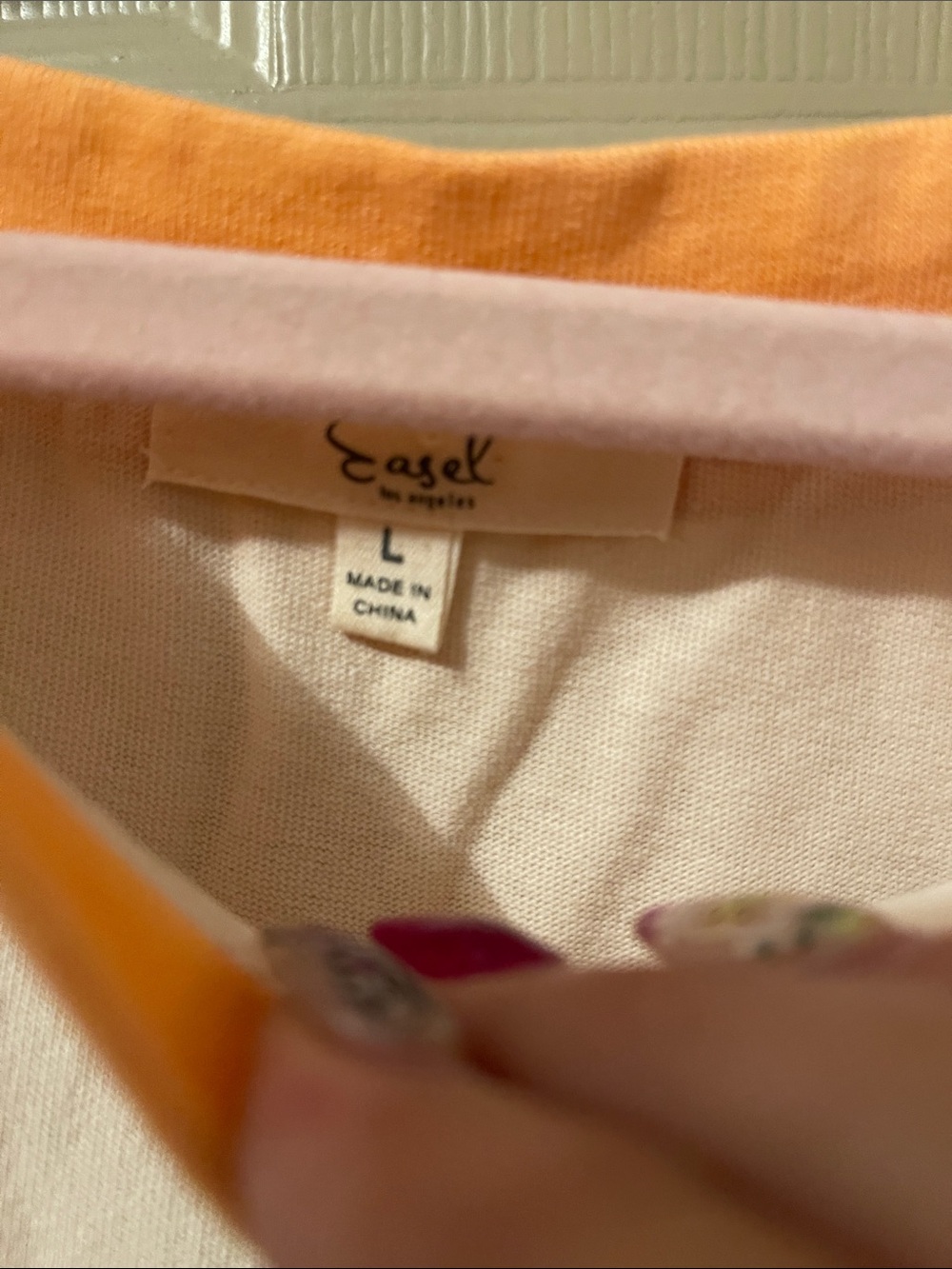 New Easel, size L, Oversized Cream & Lavender Floral Quarter length Sleeve Tee - Picture 2 of 5